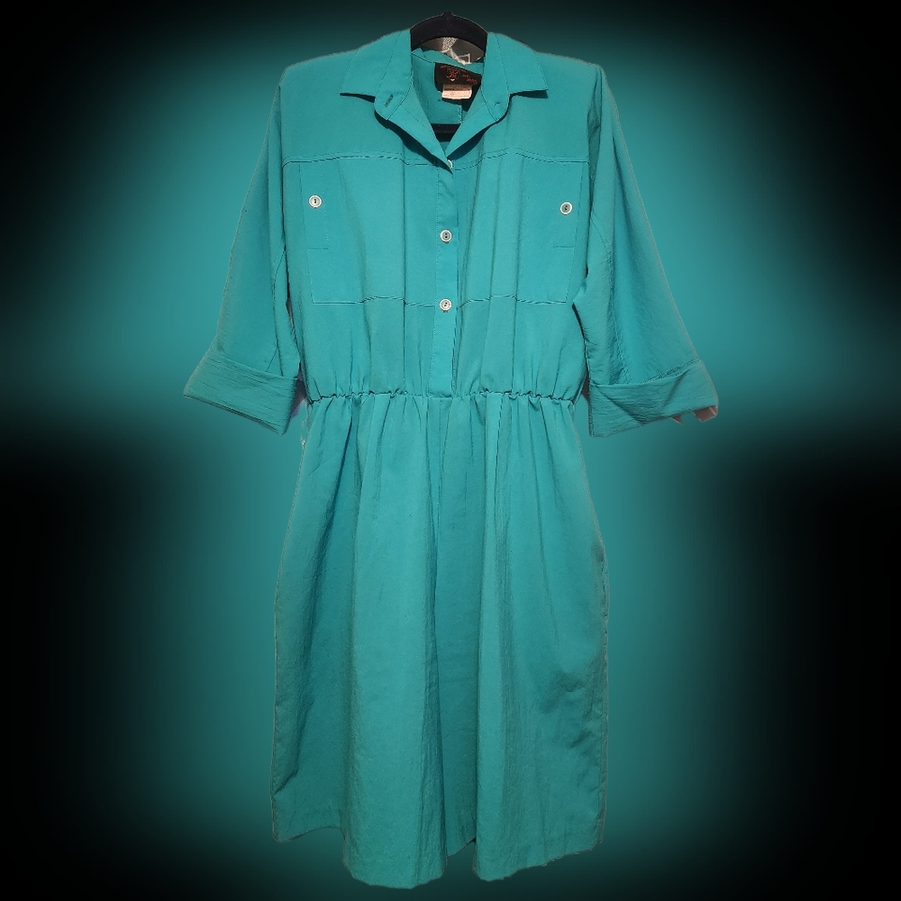 Retro Teal Button Up Short Jumpsuit